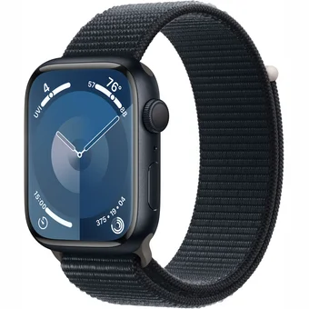 Viedpulkstenis Apple Watch Series 9 GPS 45mm Midnight Aluminium Case with Midnight Sport Loop [Mazlietots]